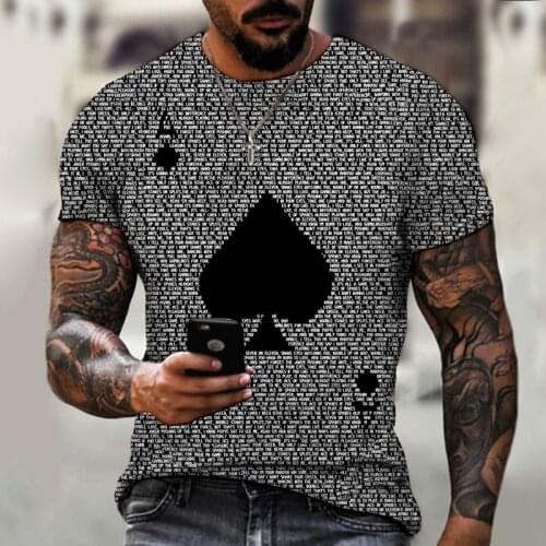 2021 best-selling hot-selling 3D printing mens T-shirt oversized street fashion T-shirt poker pattern