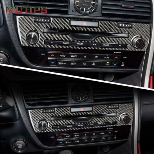Mutips Car Center Console CD Panel Trim Frame Cover Carbon Fiber Sticker Accessories For Lexus RX300 270 200T 450H 2016-2019
