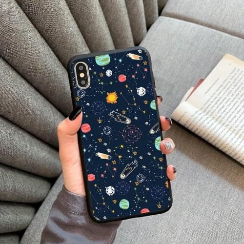 Outer Space Planet Stars Moon Spaceship Soft Silicone Matte Case Fundas For iPhone 12 11 Pro Max 6 6S 8 Plus X 7 Plus XS Max SE2