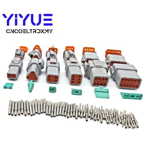 Deutsch DT 2-12 with Solid Pins Waterproof Electrical Wire Connector plug Kit DT06/DT04 2/3/4/6/8/12 Pin 22-16AWG