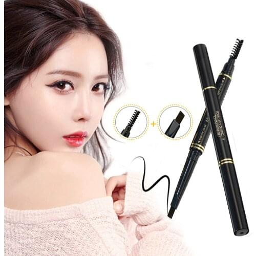 New 3 Colors Automatic Rotating Double-headed Triangle Eyebrow Waterproof Sweat-proof Long-lasting Eyebrow Makeup Eyebrow Pencil