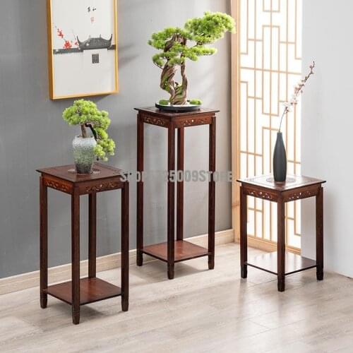 Flower shelf rack Chinese solid wood indoor floor-standing flower table wooden flower pot bamboo antique living room hanging orc
