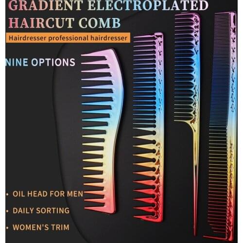 Electroplating Rainbow Comb professional hairdressing anti-static entanglement comb barber tool personal combing hair comb