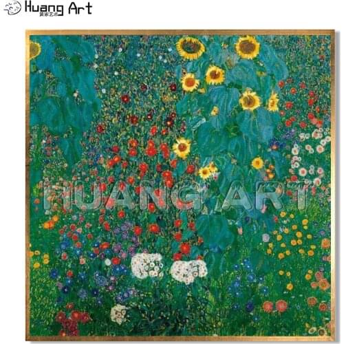 Hand-Painted High Quality Sunflower Oil Painting on Canvas for Room Decor Imitation Painting Gustav Klimt Flower Landscape Art
