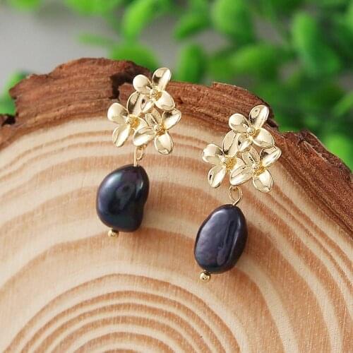 Original Design Baroque Freshwater Pearl Earrings Drop Earrings For Women Gift 8-9mm Black/White Pearl Fine Jewelry серьги
