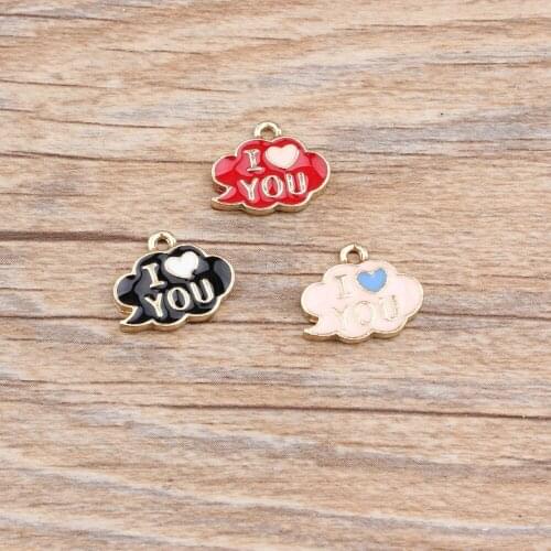 Gold Alloy Love Hearts Charms Letters I Love You Cloud Charm fit Bracelet Necklace for Pendants Charms DIY Jewelry Accessories