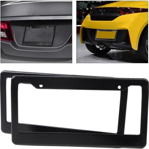 DWCX 2pcs JDM Front Rear Carbon Fiber Look USA Canada Standard License Plate Frame For VW Golf Toyota Corolla Audi A4 A6 BMW E46