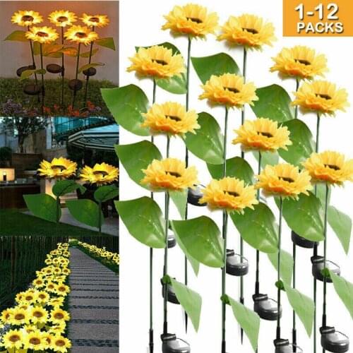 1/2/4/6/12 PCS LED Solar Powered Sunflower Shaped Home Garden Light Waterproof Yard Path Lamp