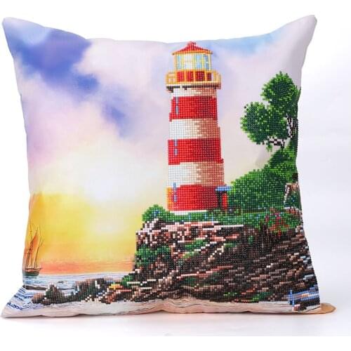 5D Light House Diamond Painting Cushion Cover Replacement Throwing Pillow Case Partial Round Drill DIY Art Mosaic Cross Stitch