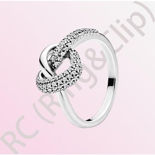 Unique Design Authentic 100% 925 Sterling Silver Women Rings Knotted Heart Rings for Women DIY Anniversary Jewelry gift