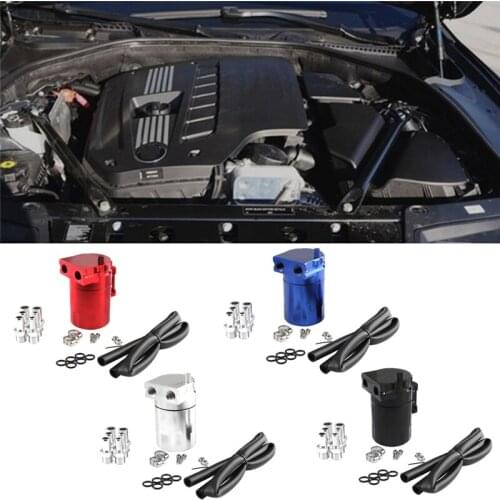 Universal Oil Catch Can Kit Reservoir Tank Engine Black Polish Baffled Aluminum