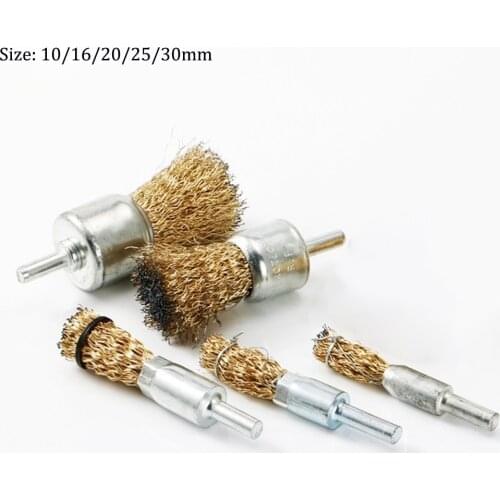 1PCS 10-30mm Rotary Brass Steel Wire End Cup Brush Wheel 1/4'' Shank for Drill Rust