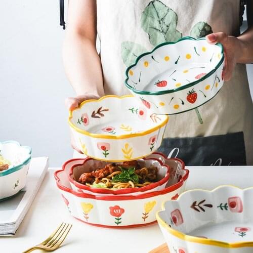 Japanese ceramic spring rhyme dessert plate creative fruit salad plate baked rice plate baking tableware noodle plate