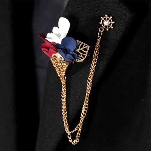 Fashion Fabric Flower Suit Brooches for Women Collar Long Needle Pin Jewelry Scarf Buckle Designer Wedding Decor Accessories
