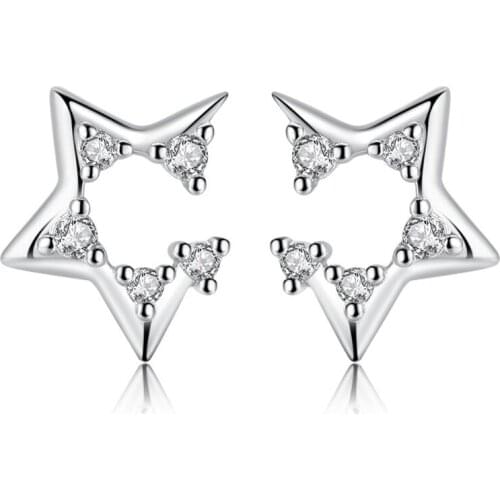 New Hot Star Zircon Stud Earrings For Women 925 Sterling Silver Jewelry Accessories Pendientes Statement Earrings Brincos SAE5