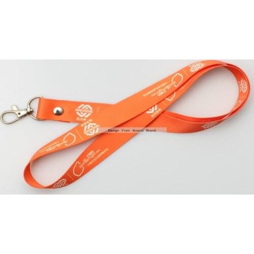 100pcs/lot 1.5*90cm promotion custom heat transfer logo printing OEM lanyards Design Person Orange Polyester Neck Lanyards