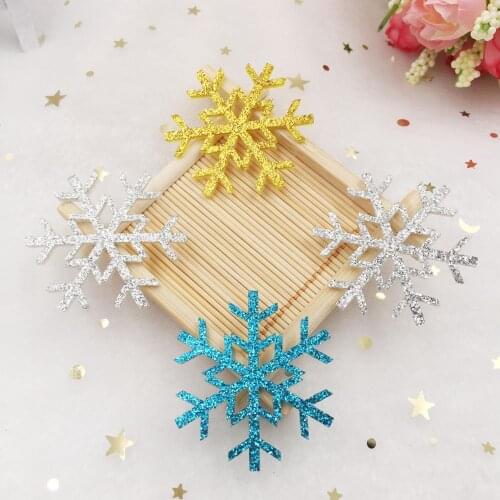 16pcs 42mm Felt Fabric Glitter bepowder Snowflakes Patches Appliques Christmas home decoration DIY Craft Supplies SE14