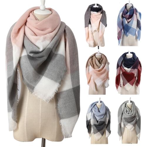 Winter Scarf For Women Fashion Brand designer Shawl Cashmere Plaid Triangle Scarves Blanket Bufanda Wholesale DropShipping
