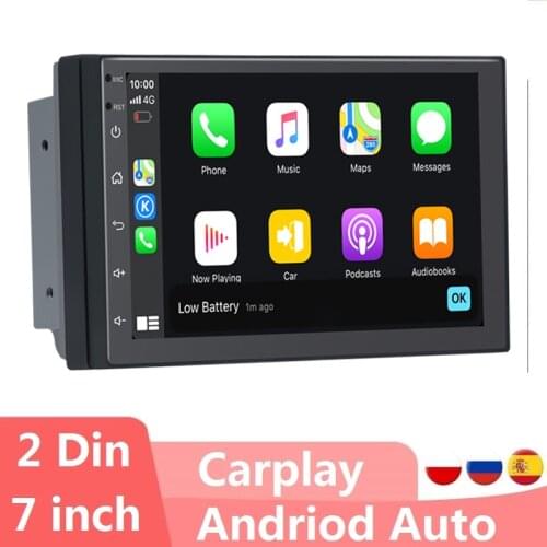 2din AHD Carplay Android 10 Car Radio AM FM 2.5D 7'' Maltimedia Stereo DSP & RDS 2GB + 32GB Car DVD Player For Android / IOS