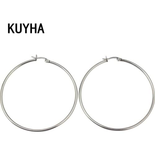 Big Hoop Round Earrings Wives Fashion Jewelry Silver Color Large Circle Huggie Earrings For Women Present