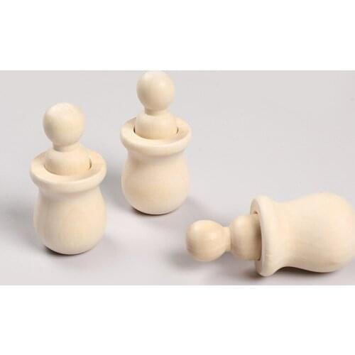 2Pcs Wooden Doll Character Nesting Set Handmade Creative Small Wooden Man DIY Children’s Graffiti Toy Wooden Crafts