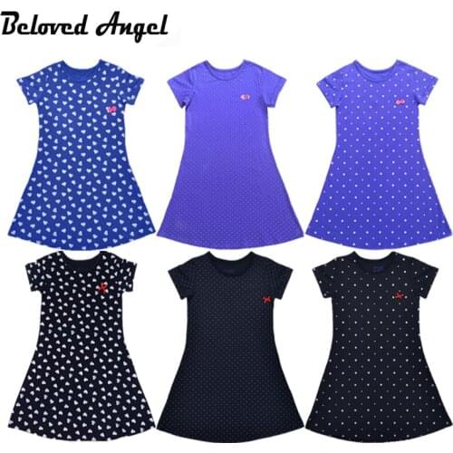 Children Dresses Kids Girl With Sleeve Candy Colors Print 100% Cotton Dress Baby Girl Spring Summer Dresses For Girls Vestido