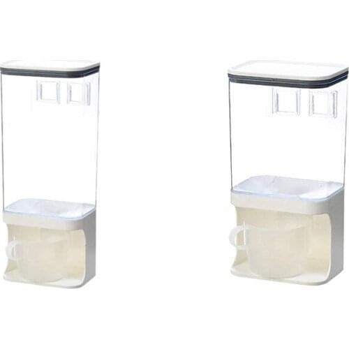 Cereal Dispenser Plastic Clear Wall Mounted Divided Rice Dry Food Container Storage Organizer for Home Kitchen