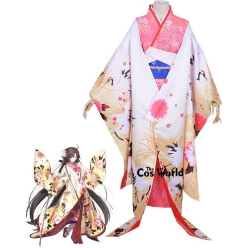 FGO Fate Grand Order Kara no Kyoukai Ryougi Shiki Flower Kimono Yukata Dress Uniform Outfit Anime Cosplay Costumes