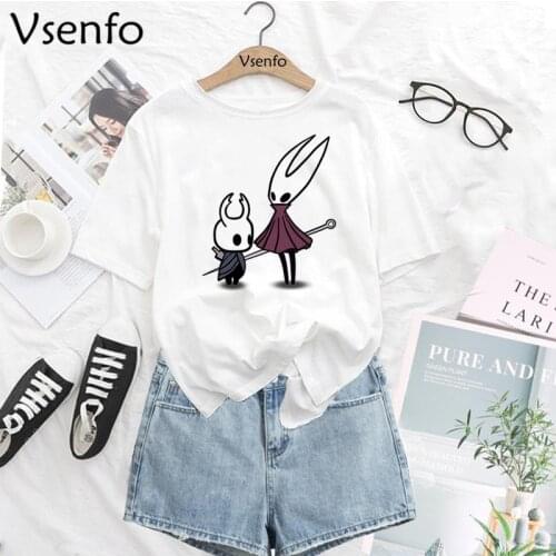 Hollow Knight T-shirts Women Men Fashion Summer White Tshirt Harajuku Girl Printed Top Tees Streetwear Funny Korean Clothes Tops