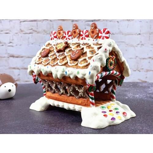 Gingerbread House Hamster House scene arbor ornament arch bridge ceramic Candy House Christmas decoration