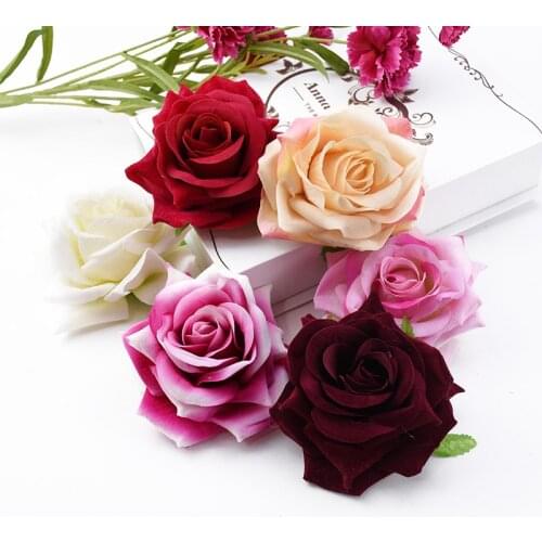 2 pieces 10cm Fake flowers for scrapbooking home decoration accessories Flannel roses head diy gifts wedding decorative flowers