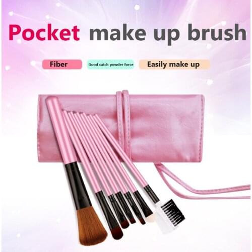 BIOAQUA 7 Pieces/Set Makeup Brush Cosmetic Brush Eyebrow Foundation Shadows Eyeliner Tools Kits & Portable Pouch Bag