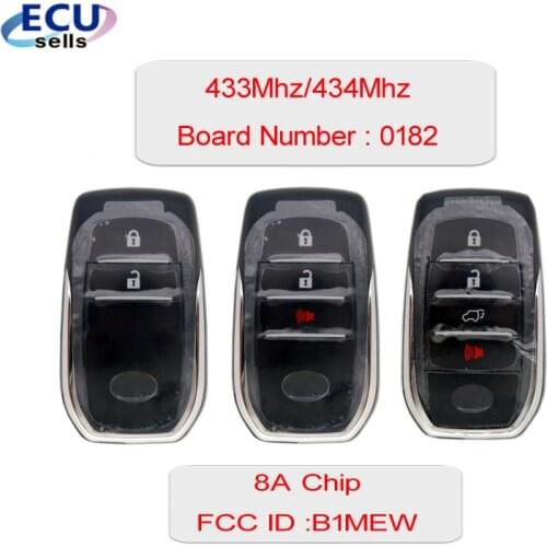 2B/3B/4B Car key for Toyota HILUX Smart Key Intelligent Remote key 0182 Board Fccid:B1MEW 433/434MHZ 8A CHIP