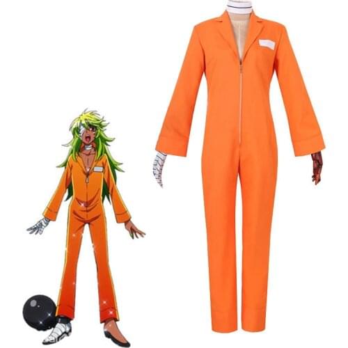 Anime Nanbaka Detentionhouse Niko Rock Cosplay Costume Unisex Adult Jumpsuits Halloween Carnival Jail Uniforms Custom Made