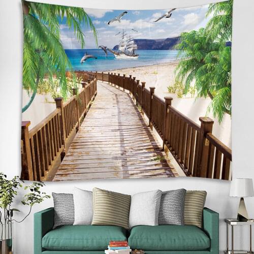 Beautiful Natural Beach Printed Large Wall Tapestry Sea View Hippie Wall Hanging Bohemian Wall Tapestries Mandala Wall Decor