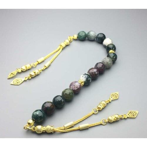 Blood Stone Stress Chain Polshak Mascot Rosary 10 mm. 925 Setting Silver Decorated Rosary