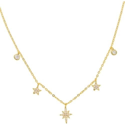Top sale 925 Sterling Silver Fashion Women Jewelry pave tiny shiny round Star snowflake cz pendant necklaces cute girl fine gift