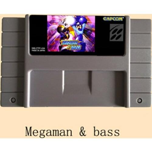 Megaman & Bass 16 bit Big Gray Game Card For NTSC Game Player Drop Shipping