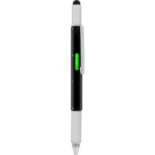Multifunction Touch Screen Stylus Pen with Spirit Level Ruler Screwdriver (Black)