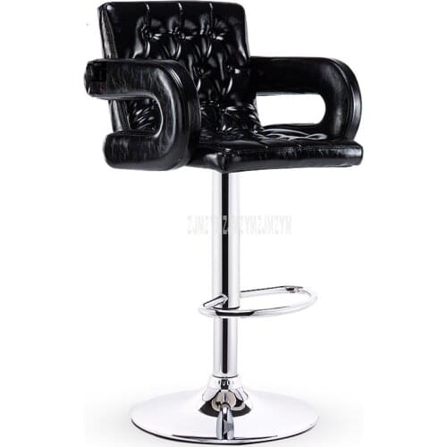 Fashion Modern Bar Counter Chair PU Leather Soft Sponge Seat High Footstool Lifting Swivel Barchair With Backrest and Armrest