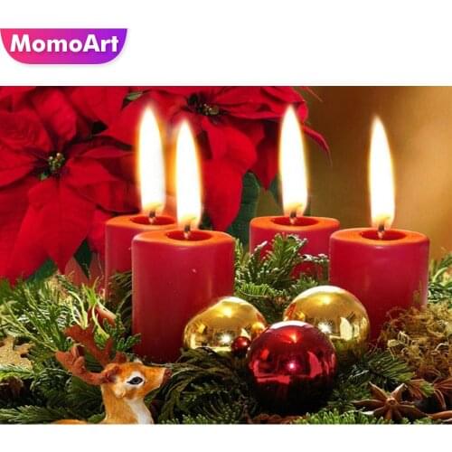 MomoArt 5D DIY Diamond Embroidery Candle Rhinestone Picture Diamond Painting Christmas Landscape Handmade Gifts Home Decorations