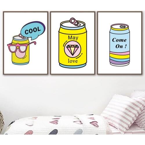 Cartoon Funny Can Wall Art Canvas Painting Nordic Posters And Prints Wall Pictures For Living Room Home Decor