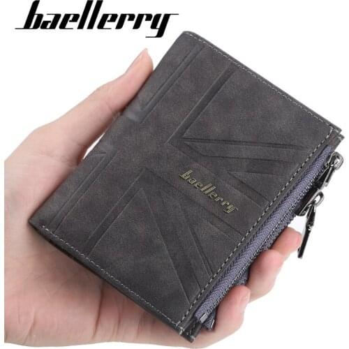 Baellerry Hot Mens Wallet Korean Wallet Luxury Short Wallets Double Zip Purses Designer Coin Purse Card Holder Money Purse Bag