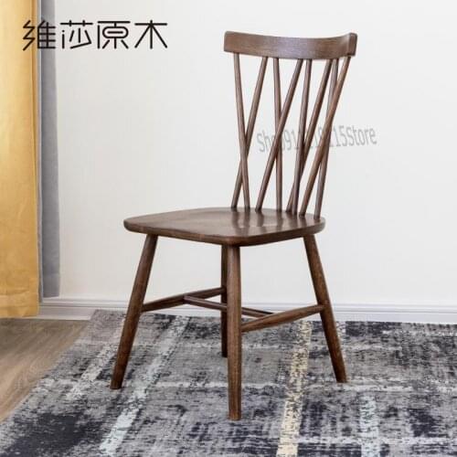 Nordic All Solid Wood Windsor Chair High Back Walnut Dining Chair Combination Environmental Protection Study Computer Office Cha