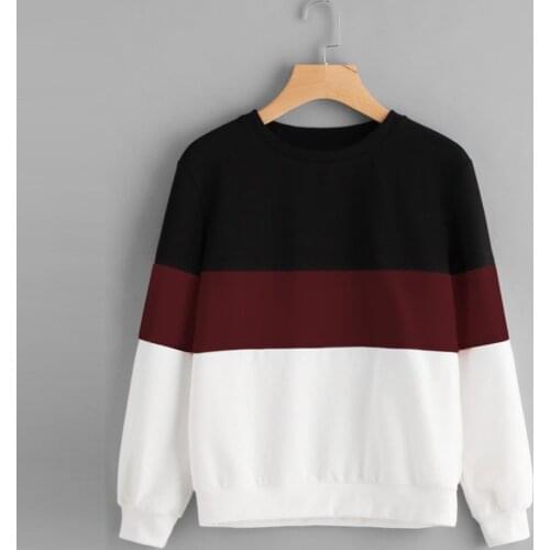 Clothes For Women WomenS Long Sleeve Cut Sew Pullover Stripe Hoodie Print Sweatshirt Blouse Top Summer WomenS Clothing