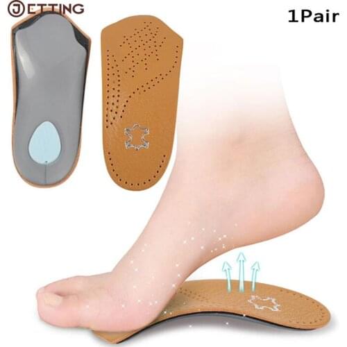 1 Pair Unisex 3/4 length Leather insole Flat Foot Orthotic insoles Arch Support Half Shoe Pad Orthopedic Insoles Foot Care Tool