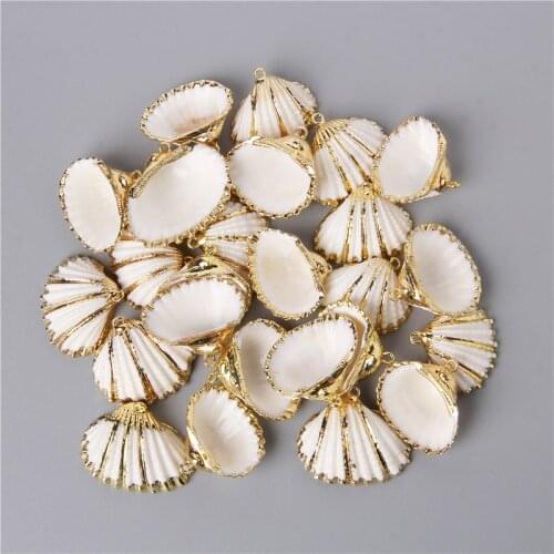 10pcs 18-30mm Natural shell Pendants Charms Fan shape Necklace pendant for Jewelry Making DIY Bracelet Necklaces Accessories