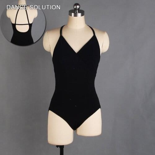 Halter V Neck Cotton Leotard for Women Ballet Dance Clothes Adults Bodysuit Training Wear Black Ballet Leotards 01D2107