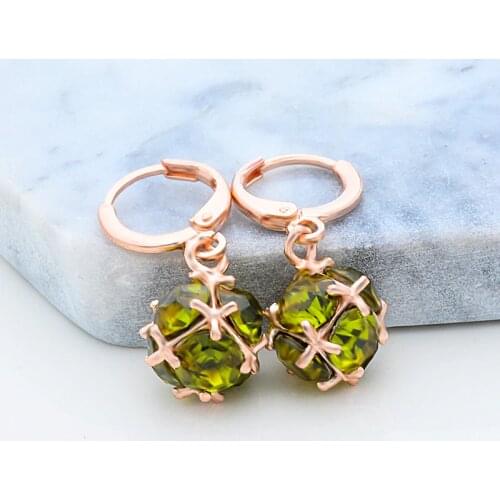 SHUANGR 4 Colors Gold Color Red Pink Green Crystal Drop Earrings jewelry Hoop Jewelry For Women pendientes brincos