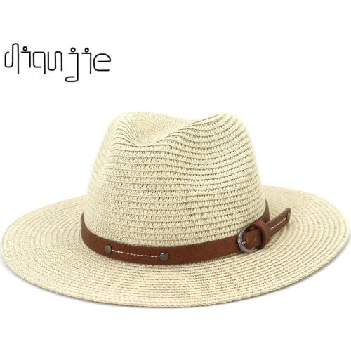 2021 Fashion Trend Women Straw Ladies Felt Fedora Hat Belt accessories Print Panama Casual Formal Party Winter sun hats cap